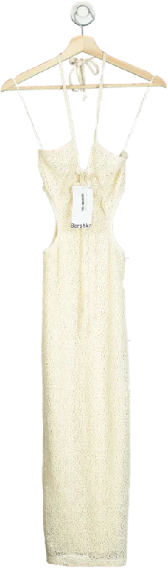 Bershka Cream Lace Cut-Out Dress UK XS