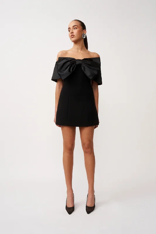 The Molly Bow Mini Dress - Black