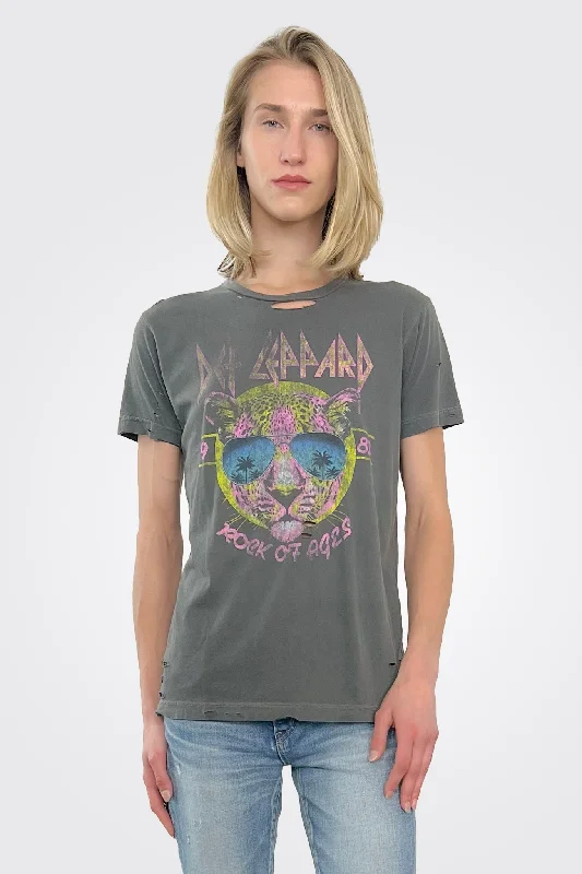 Def Leppard Destroyed Sunglasses Tee - Grey