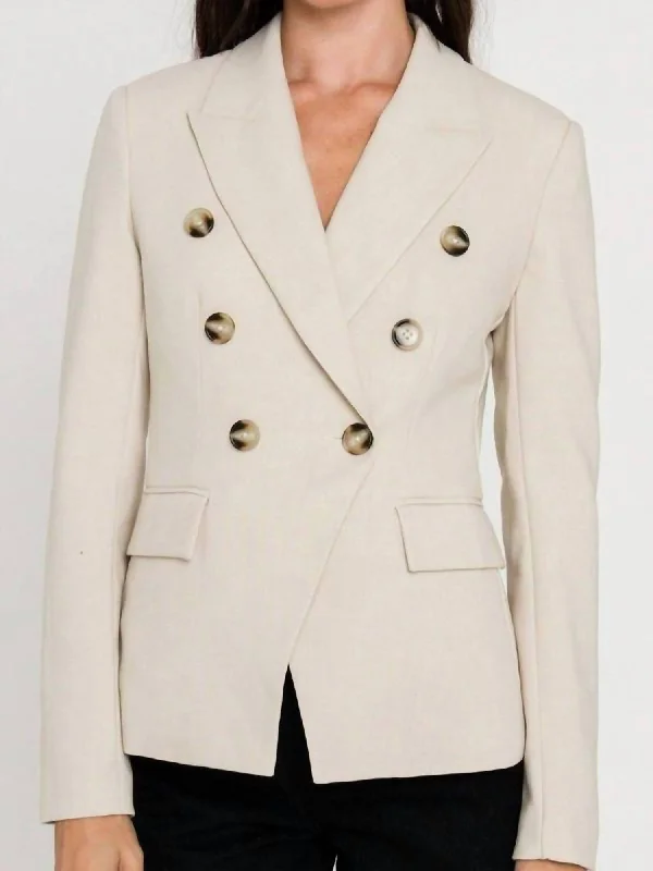 Double Breasted Blazer In Beige